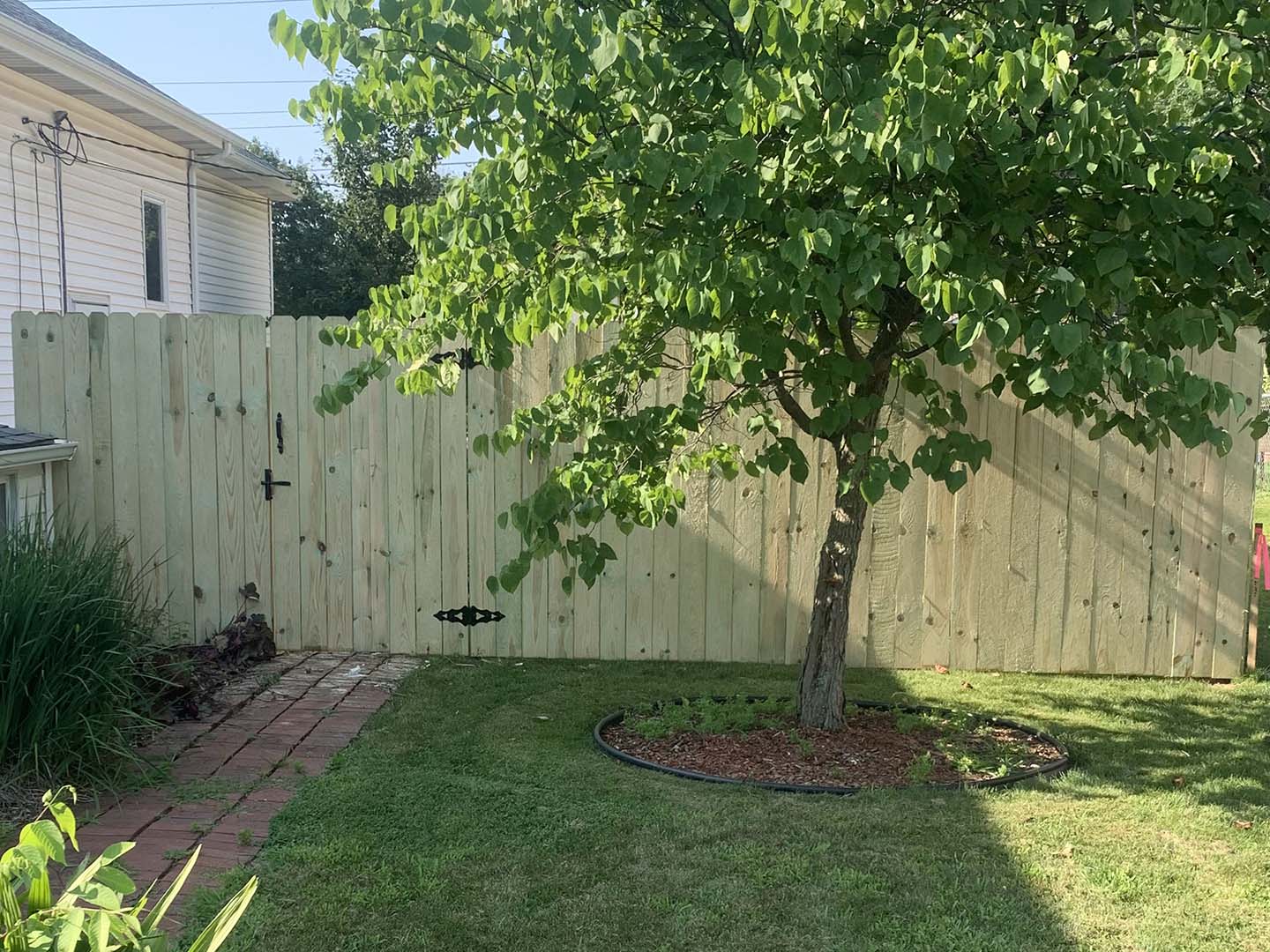 Photo of a wood privacy fence in Northern Indiana.
